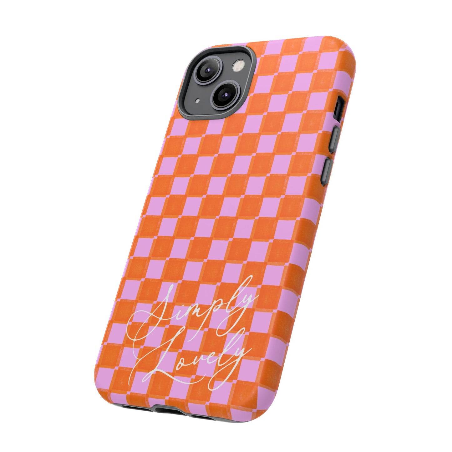Simply Lovely Orange and Pink Checkered F1 Phone Case Design, Trendy F1 Gift, Formula 1 Gift, Cute F1 Phone Case