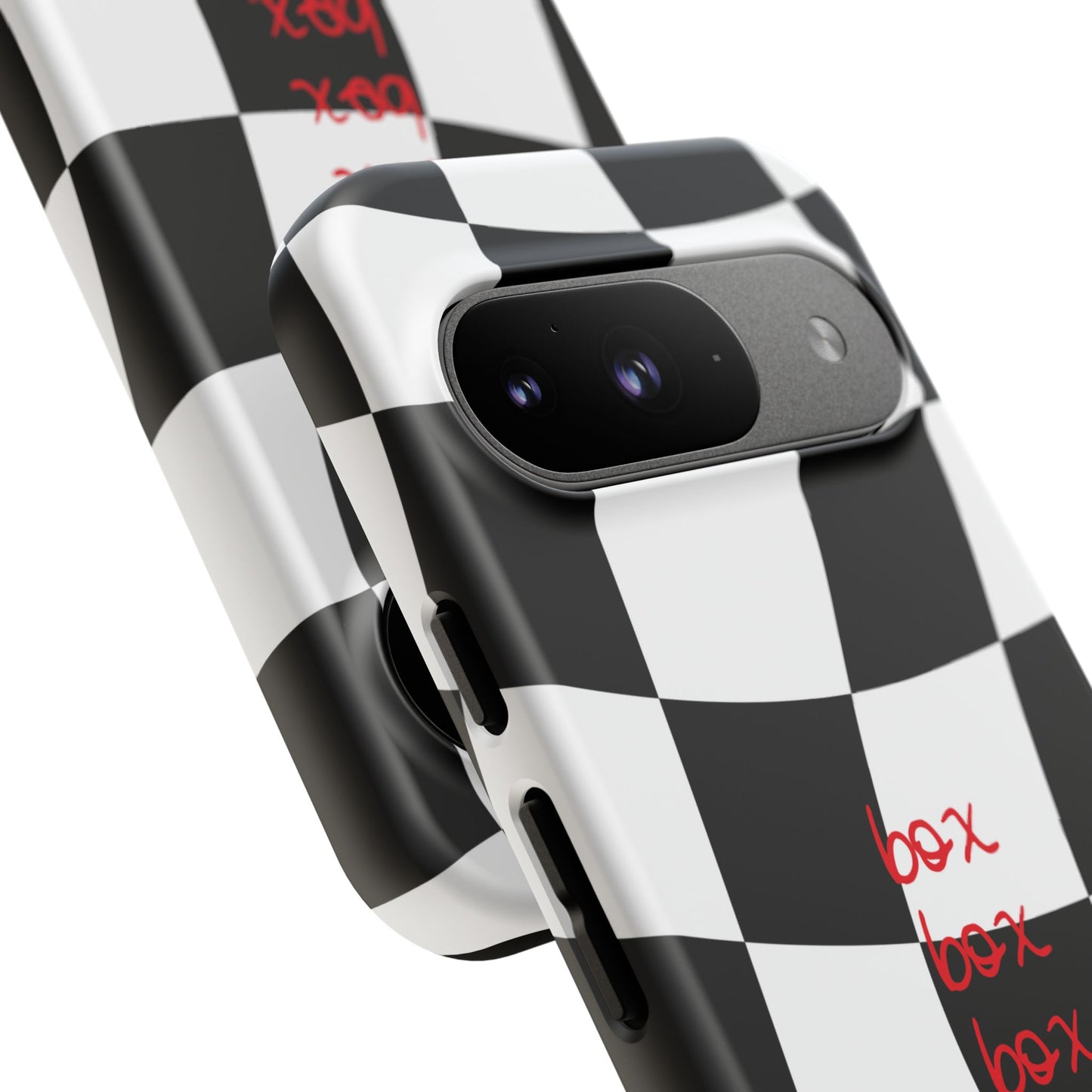 Black and Red Checkered F1 Phone Case, Box Box Box F1 Phone Case