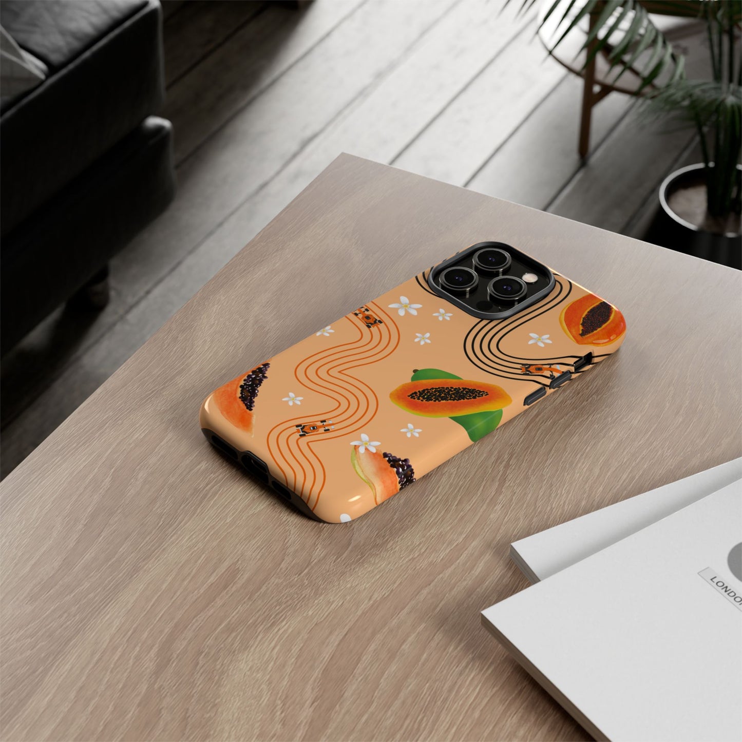 Orange F1 McLaren and Papaya Phone Case, Trendy F1 Gift, Formula 1 Gift, Cute Fruit F1 Phone Case, Unique Phone Case