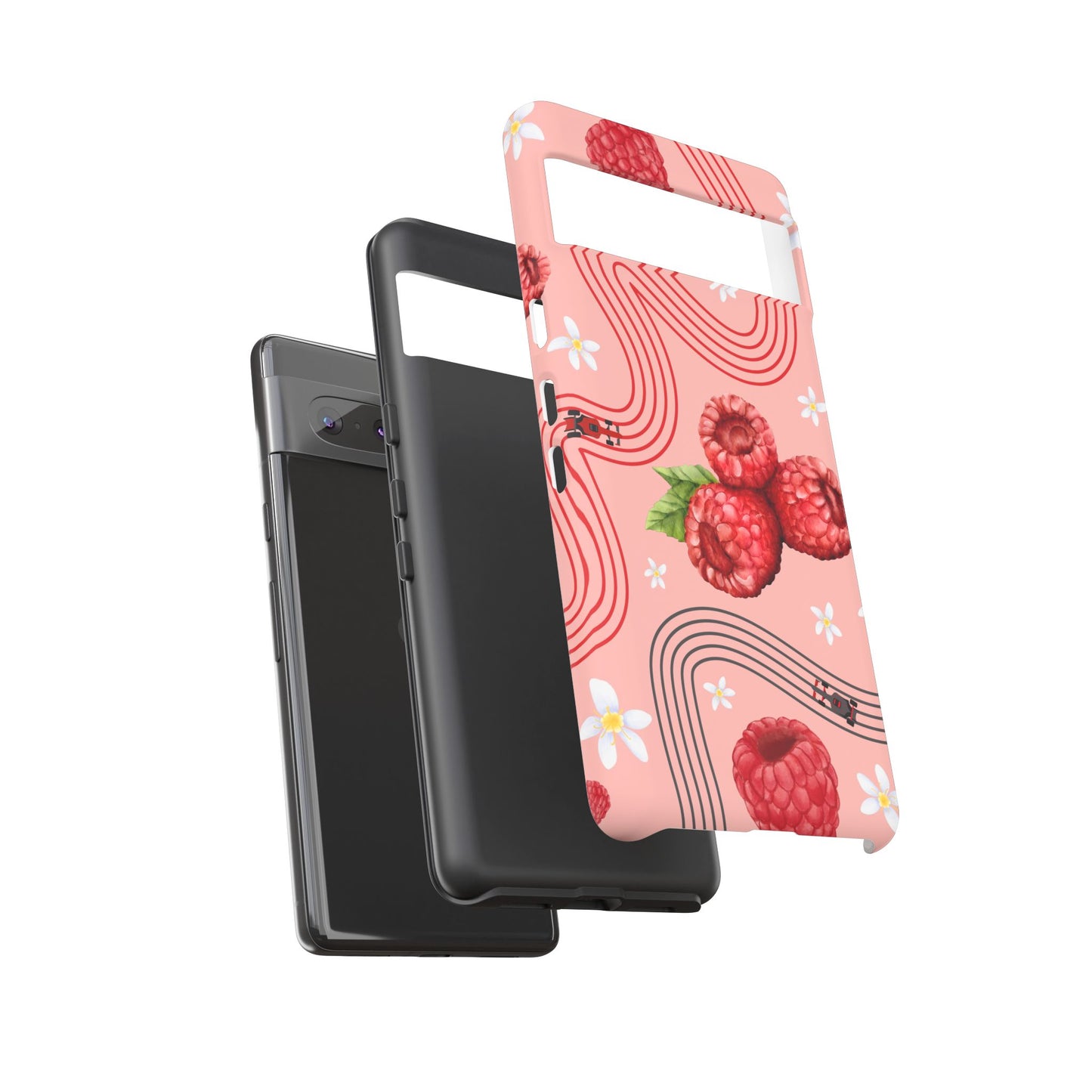 Red F1 Haas and Raspberries Phone Case, Trendy F1 Gift, Formula 1 Gift, Cute Fruit F1 Phone Case, Unique Phone Case
