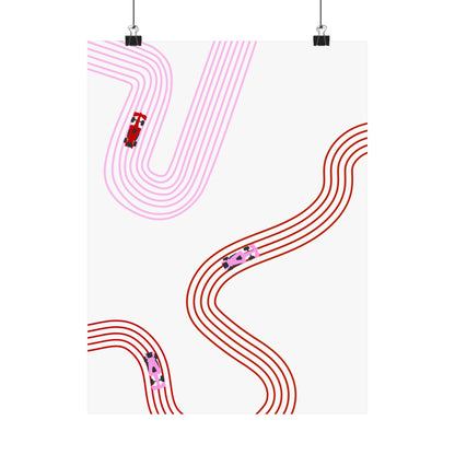 Pink and Red Abstract F1 Matte Vertical Poster | F1 Giclée Art Print (US SIZING)