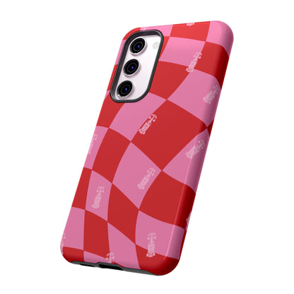 F1 Phone Case Pink and Red Checkerboard Design, Trendy F1 Gift, Girly Formula 1 Gift, Cute F1 Phone Case, Unique Formula One Phone Case