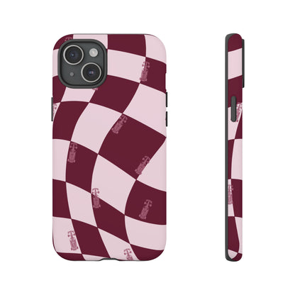 F1 Phone Case Pink Checkered Design, Trendy F1 Gift, Formula 1 Gift, Cute F1 Phone Case, Unique Formula One Phone Case