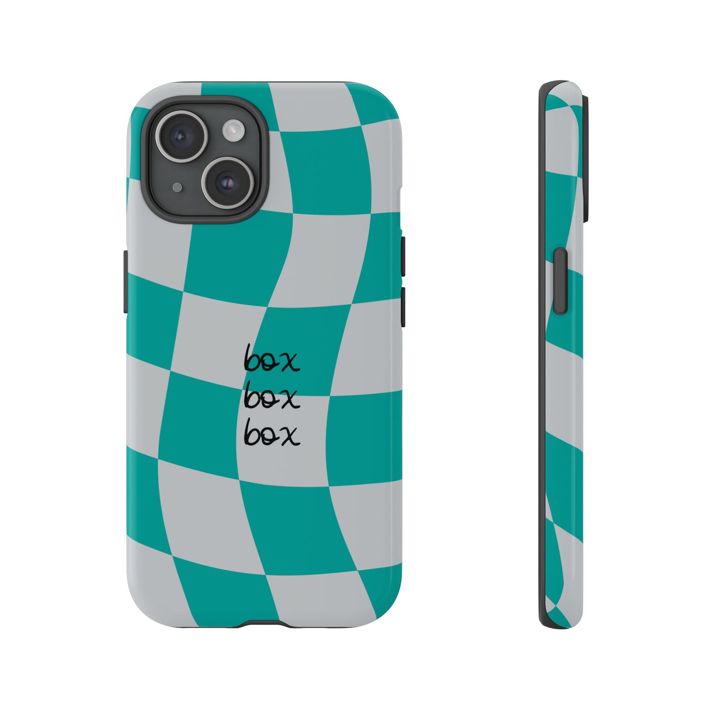 Mercedes Teal and Grey Checkered F1 Phone Case, Box Box Box F1 Phone Case