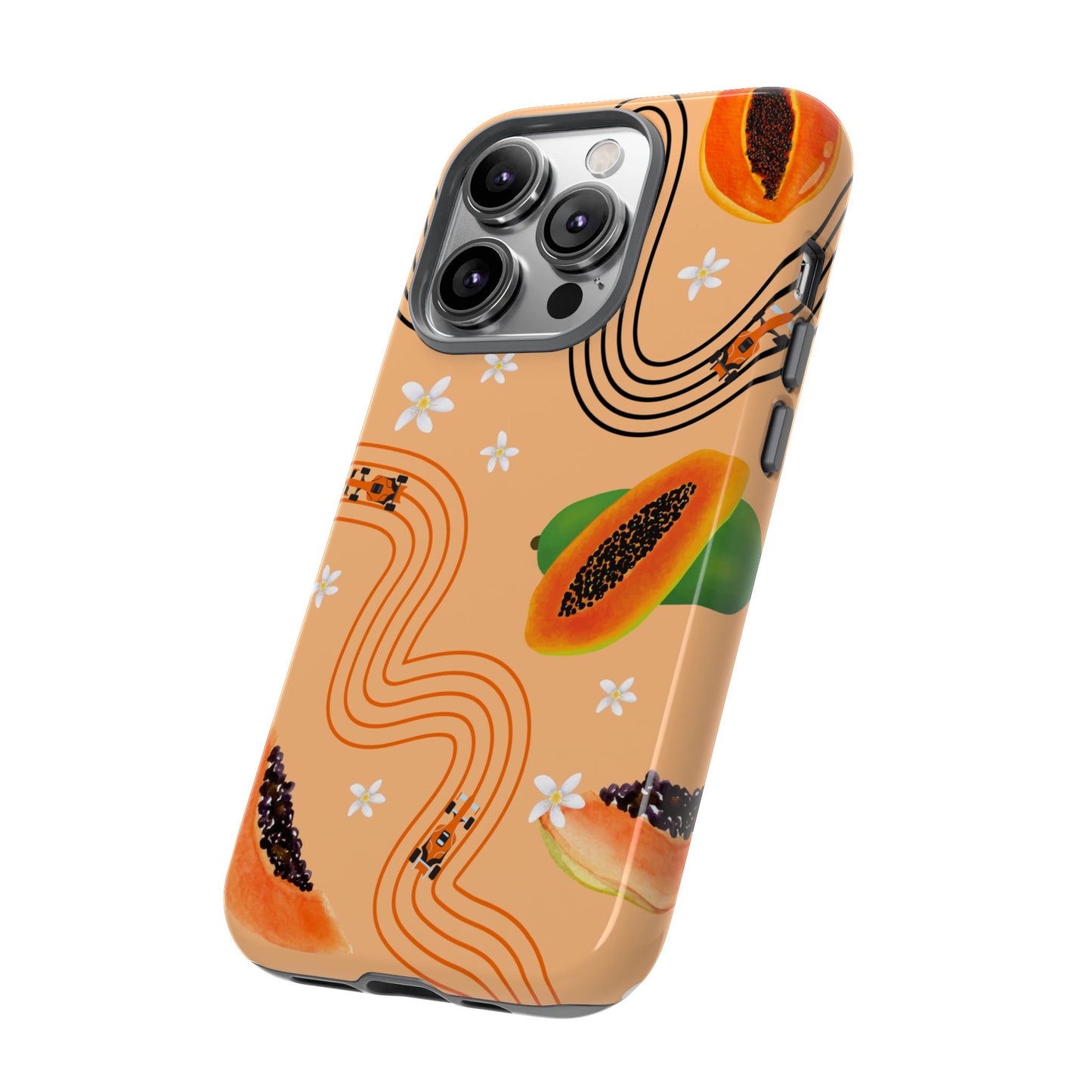 Orange F1 McLaren and Papaya Phone Case, Trendy F1 Gift, Formula 1 Gift, Cute Fruit F1 Phone Case, Unique Phone Case