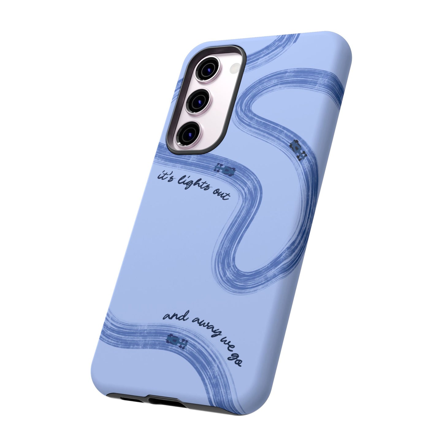 F1 Phone Case Monochrome Blue Painted "its lights out and away we go", Trendy F1 Gift, Formula 1 Gift, Cute F1 Phone Case, Phone Case