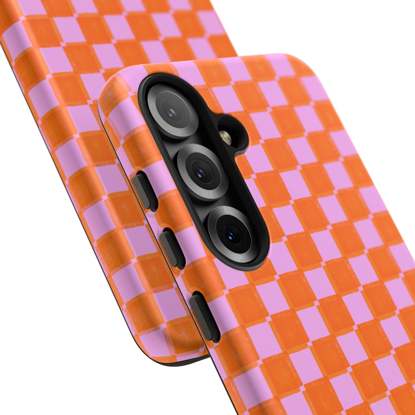 Simply Lovely Orange and Pink Checkered F1 Phone Case Design, Trendy F1 Gift, Formula 1 Gift, Cute F1 Phone Case