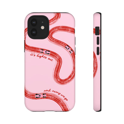 F1 Phone Case Pink and Red Painted "its lights out and away we go", Trendy F1 Gift, Formula 1 Gift, Cute F1 Phone Case, Unique Phone Case