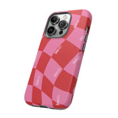 F1 Phone Case Pink and Red Checkerboard Design, Trendy F1 Gift, Girly Formula 1 Gift, Cute F1 Phone Case, Unique Formula One Phone Case