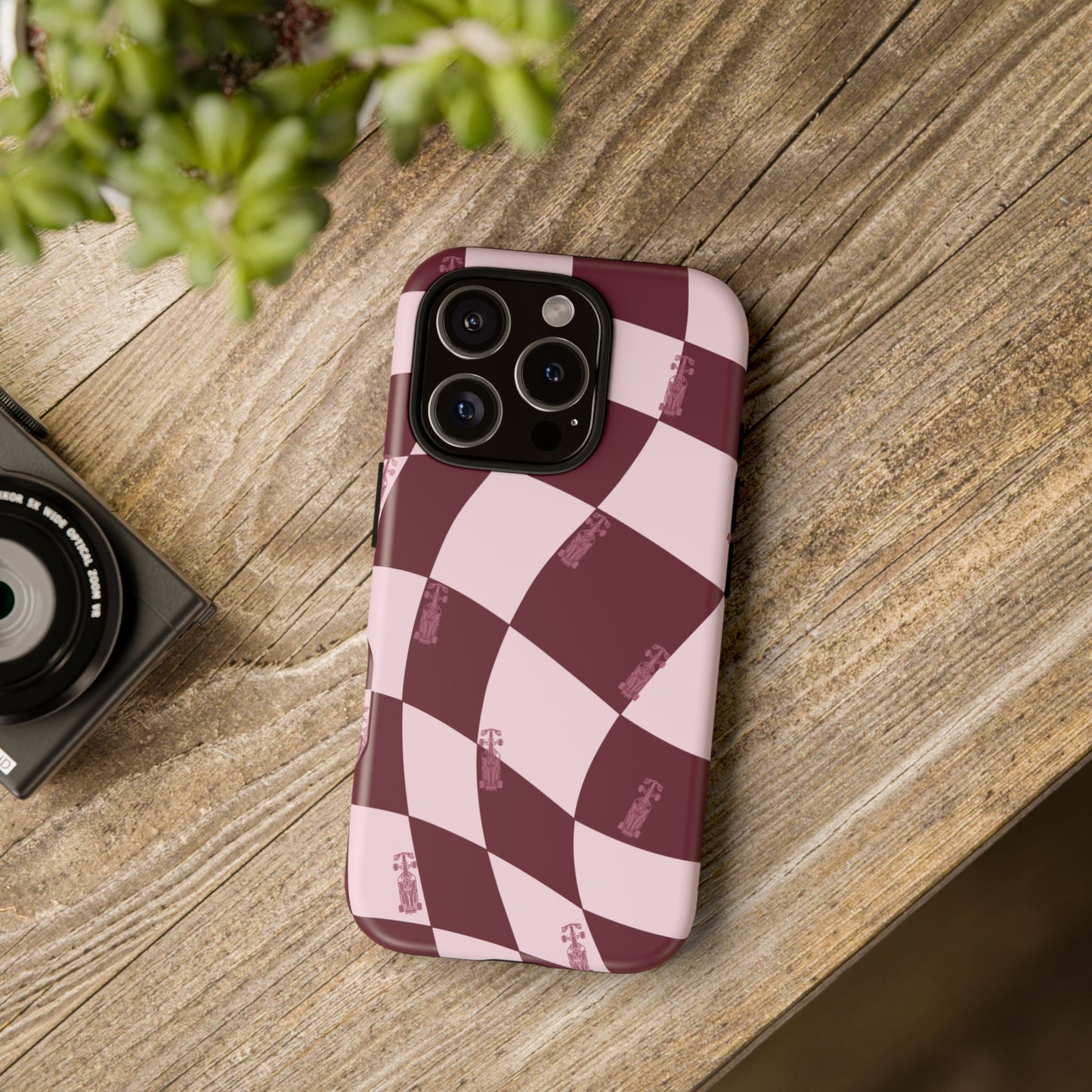 F1 Phone Case Pink Checkered Design, Trendy F1 Gift, Formula 1 Gift, Cute F1 Phone Case, Unique Formula One Phone Case