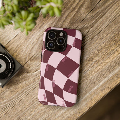 F1 Phone Case Pink Checkered Design, Trendy F1 Gift, Formula 1 Gift, Cute F1 Phone Case, Unique Formula One Phone Case