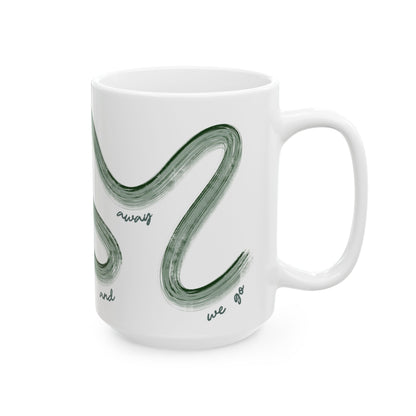 F1 Green Painted It's Lights Out and Away We Go Mug, Unique Gift for Coffee Lovers, Whimsical Formula 1 Gift