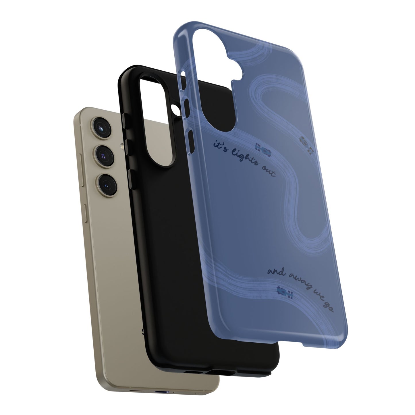 F1 Phone Case Monochrome Dark Blue Painted "its lights out and away we go", Trendy F1 Gift, Formula 1 Gift, Cute F1 Phone Case, Phone Case