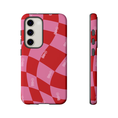 F1 Phone Case Pink and Red Checkerboard Design, Trendy F1 Gift, Girly Formula 1 Gift, Cute F1 Phone Case, Unique Formula One Phone Case