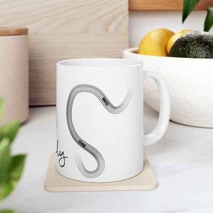 F1 Simply Lovely Mug with Track, Formula One Mug, Inspirational Ceramic Mug for Coffee Lovers