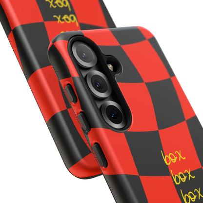 F1 Ferrari Black and Red Checkered Phone Case, Box Box Box F1 Phone Case