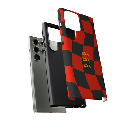 F1 Ferrari Black and Red Checkered Phone Case, Box Box Box F1 Phone Case