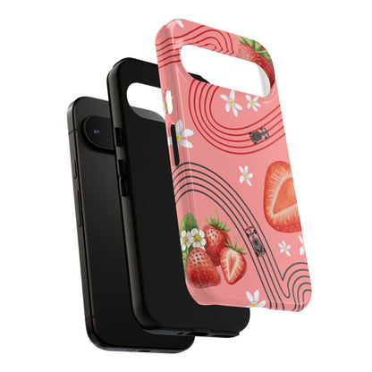 Red F1 Audi and Strawberries Phone Case, Trendy F1 Gift, Formula 1 Gift, Cute Fruit F1 Phone Case, Unique Phone Case