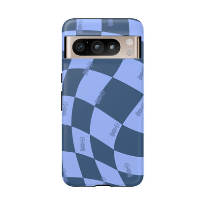 F1 Phone Case Blue Checkerboard Design, Trendy F1 Gift, Formula 1 Gift, Cute F1 Phone Case, Unique Formula One Phone Case