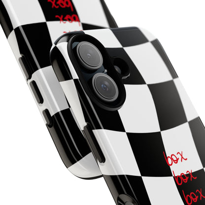 Black and Red Checkered F1 Phone Case, Box Box Box F1 Phone Case