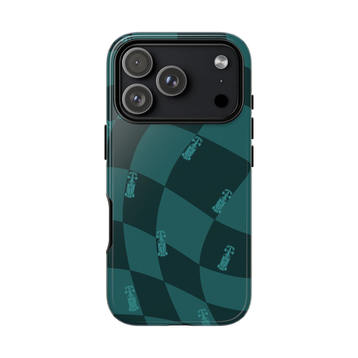 F1 Phone Case Teal Checkered Design, Trendy F1 Gift, Formula 1 Gift, Cute F1 Phone Case, Unique Formula One Phone Case