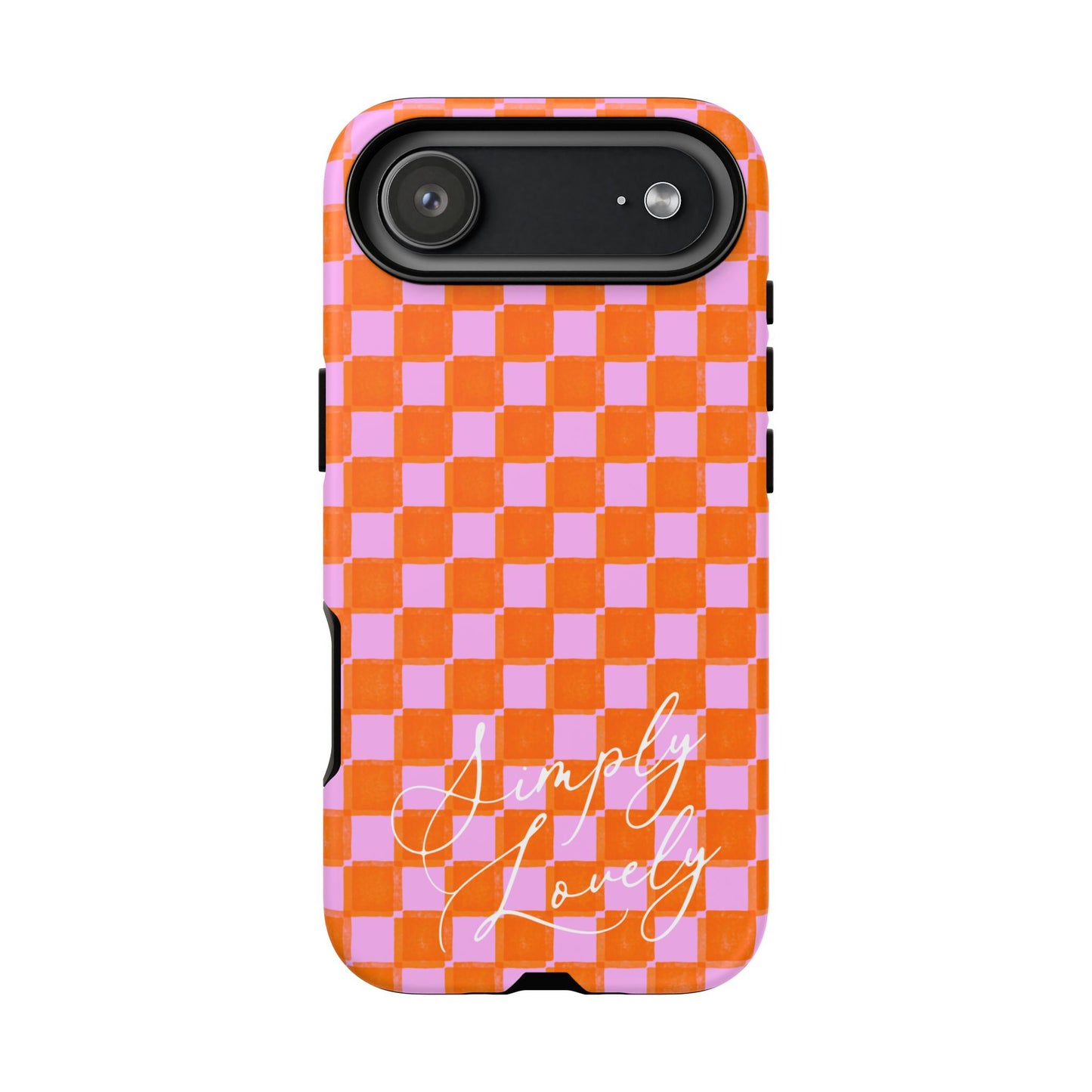 Simply Lovely Orange and Pink Checkered F1 Phone Case Design, Trendy F1 Gift, Formula 1 Gift, Cute F1 Phone Case