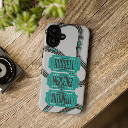 Mercedes F1 Phone Case Painted Ticket Stubs, Trendy F1 Gift, Formula 1 Gift, Cute F1 Phone Case