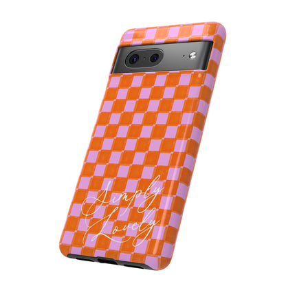 Simply Lovely Orange and Pink Checkered F1 Phone Case Design, Trendy F1 Gift, Formula 1 Gift, Cute F1 Phone Case