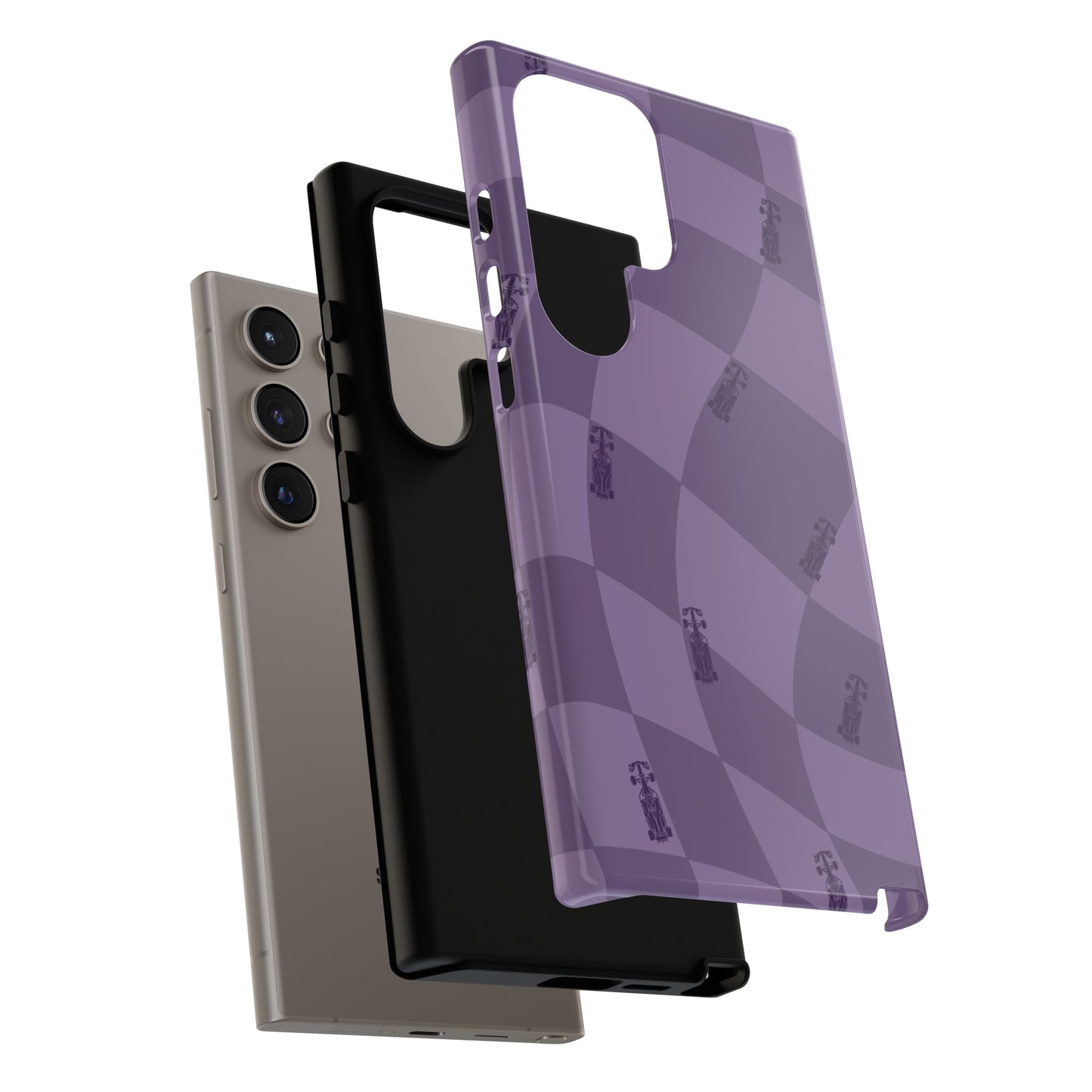 F1 Phone Case Purple Checkered Design, Trendy F1 Gift, Formula 1 Gift, Cute F1 Phone Case, Unique Formula One Phone Case