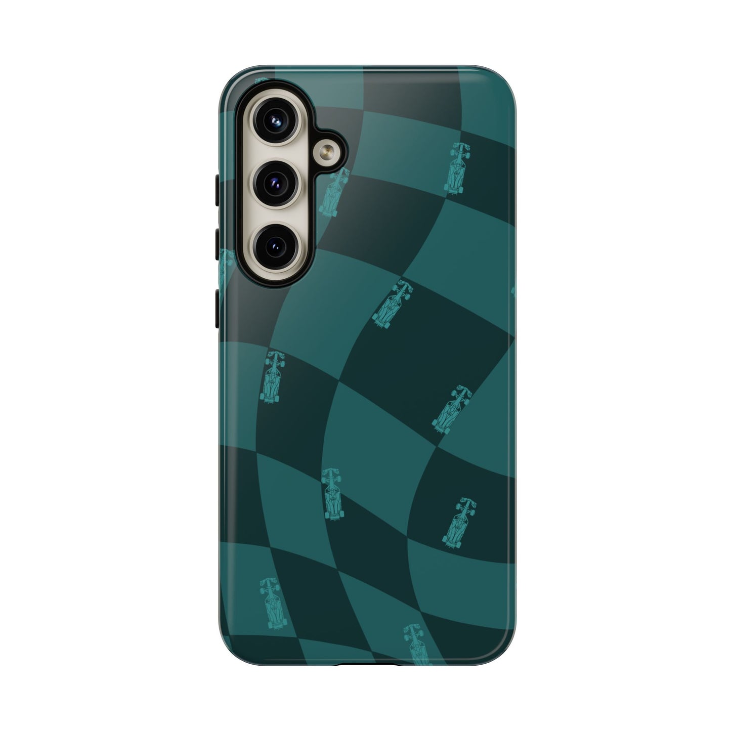 F1 Phone Case Teal Checkered Design, Trendy F1 Gift, Formula 1 Gift, Cute F1 Phone Case, Unique Formula One Phone Case