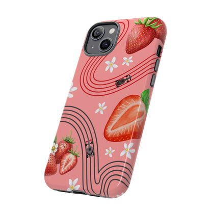 Red F1 Audi and Strawberries Phone Case, Trendy F1 Gift, Formula 1 Gift, Cute Fruit F1 Phone Case, Unique Phone Case