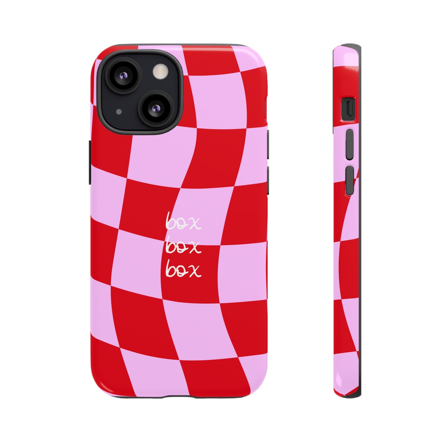 Pink and Red Checkered F1 Phone Case, Box Box Box F1 Phone Case