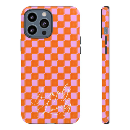Simply Lovely Orange and Pink Checkered F1 Phone Case Design, Trendy F1 Gift, Formula 1 Gift, Cute F1 Phone Case