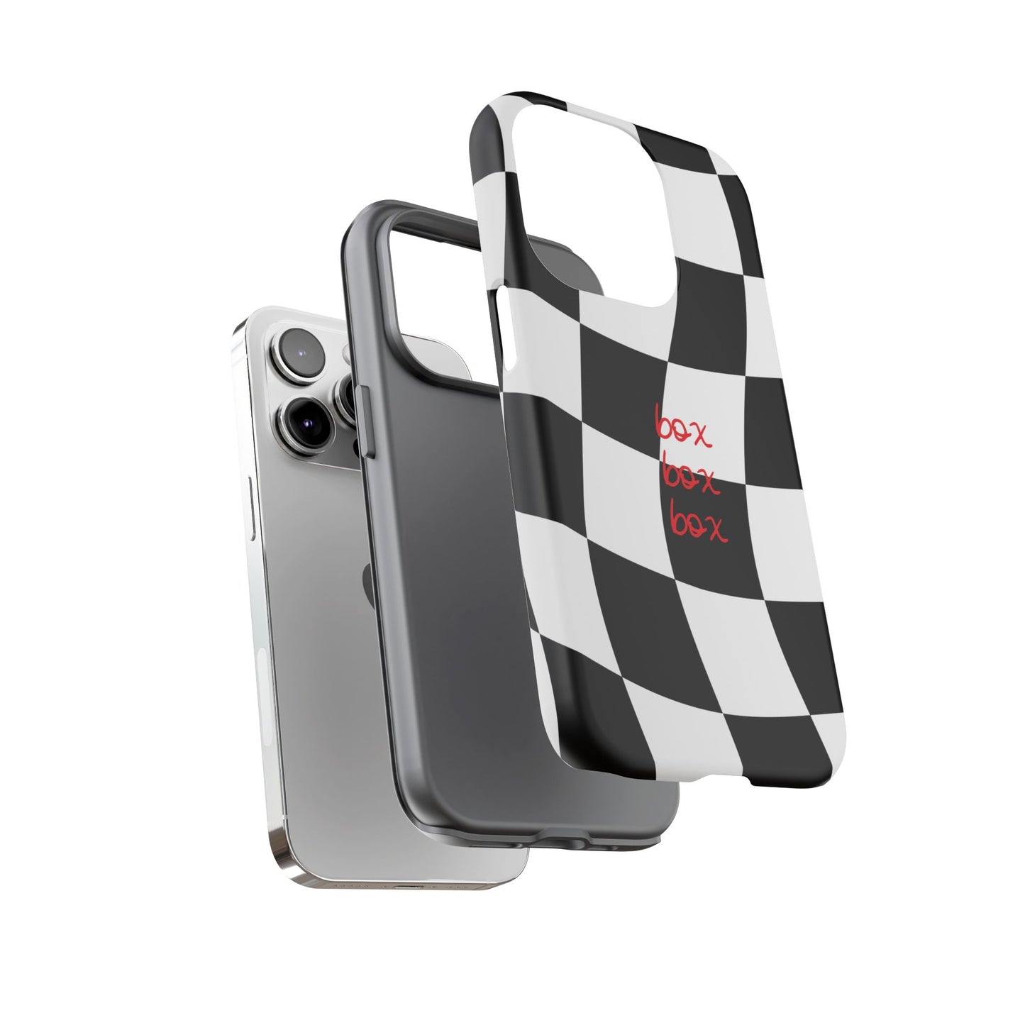 Black and Red Checkered F1 Phone Case, Box Box Box F1 Phone Case