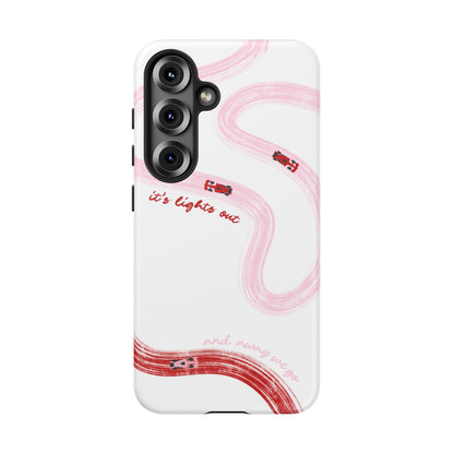 F1 Phone Case Pink and Red Painted "its lights out and away we go", Trendy F1 Gift, Formula 1 Gift, Cute F1 Phone Case, Unique Phone Case