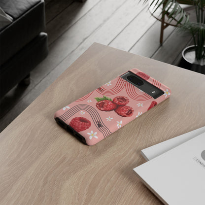Red F1 Haas and Raspberries Phone Case, Trendy F1 Gift, Formula 1 Gift, Cute Fruit F1 Phone Case, Unique Phone Case