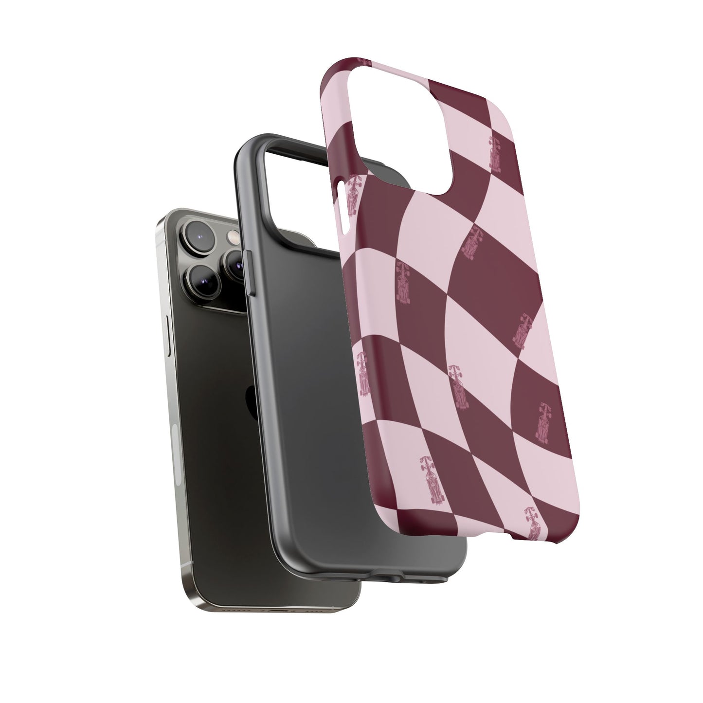F1 Phone Case Pink Checkered Design, Trendy F1 Gift, Formula 1 Gift, Cute F1 Phone Case, Unique Formula One Phone Case
