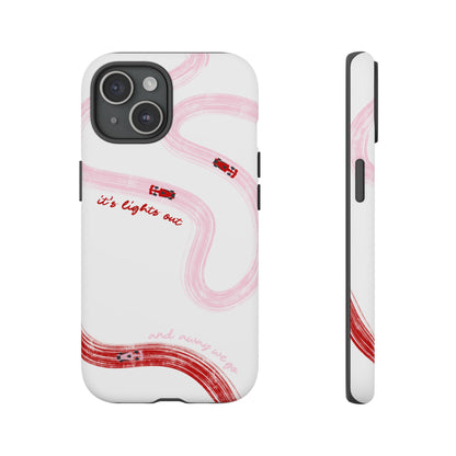 F1 Phone Case Pink and Red Painted "its lights out and away we go", Trendy F1 Gift, Formula 1 Gift, Cute F1 Phone Case, Unique Phone Case