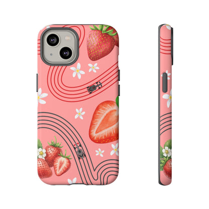 Red F1 Audi and Strawberries Phone Case, Trendy F1 Gift, Formula 1 Gift, Cute Fruit F1 Phone Case, Unique Phone Case