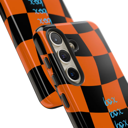 McLaren Orange and Black Checkered F1 Phone Case, Box Box Box F1 Phone Case