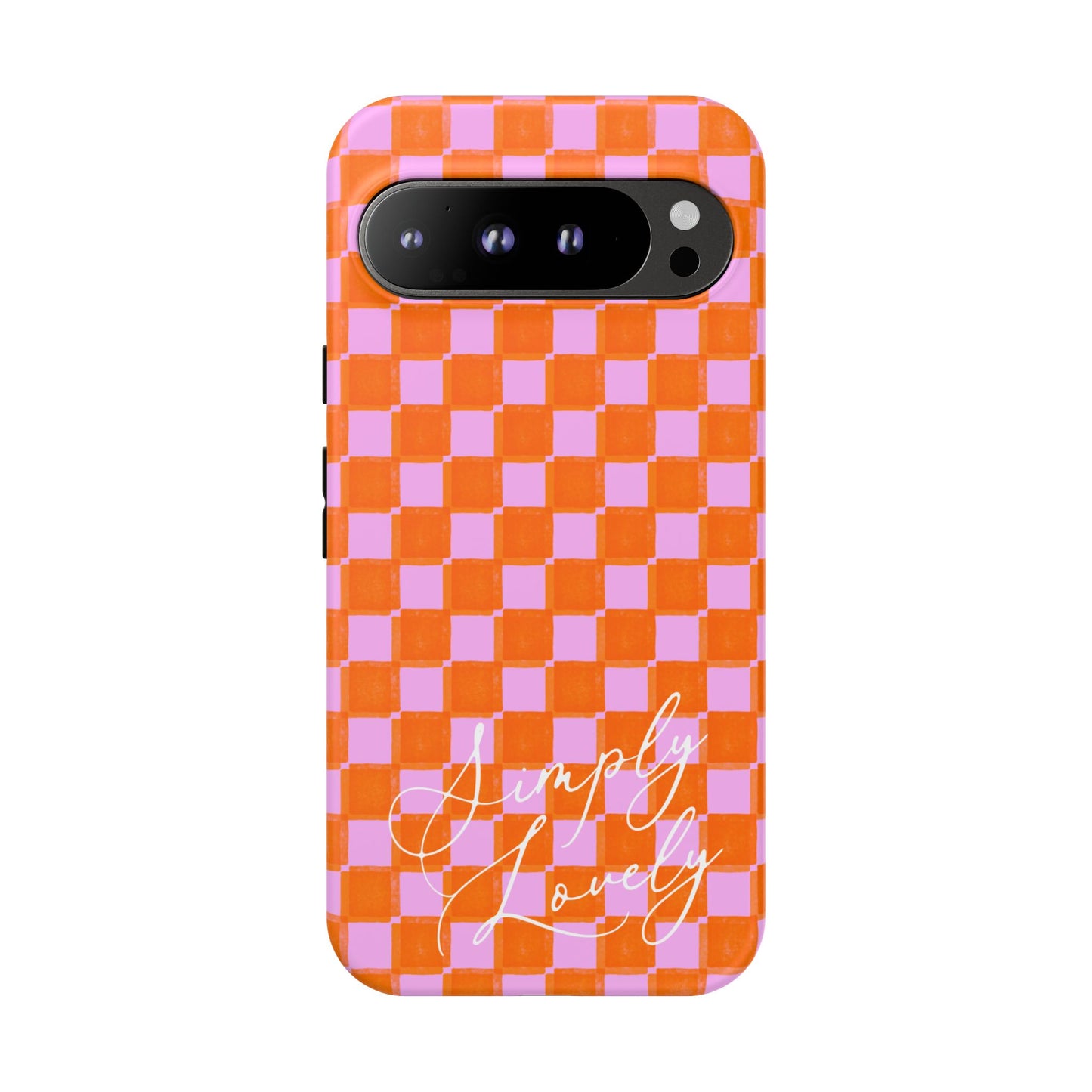 Simply Lovely Orange and Pink Checkered F1 Phone Case Design, Trendy F1 Gift, Formula 1 Gift, Cute F1 Phone Case