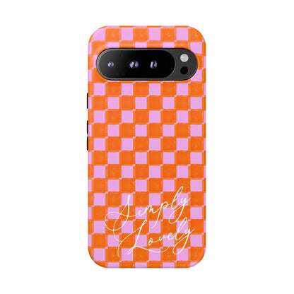 Simply Lovely Orange and Pink Checkered F1 Phone Case Design, Trendy F1 Gift, Formula 1 Gift, Cute F1 Phone Case