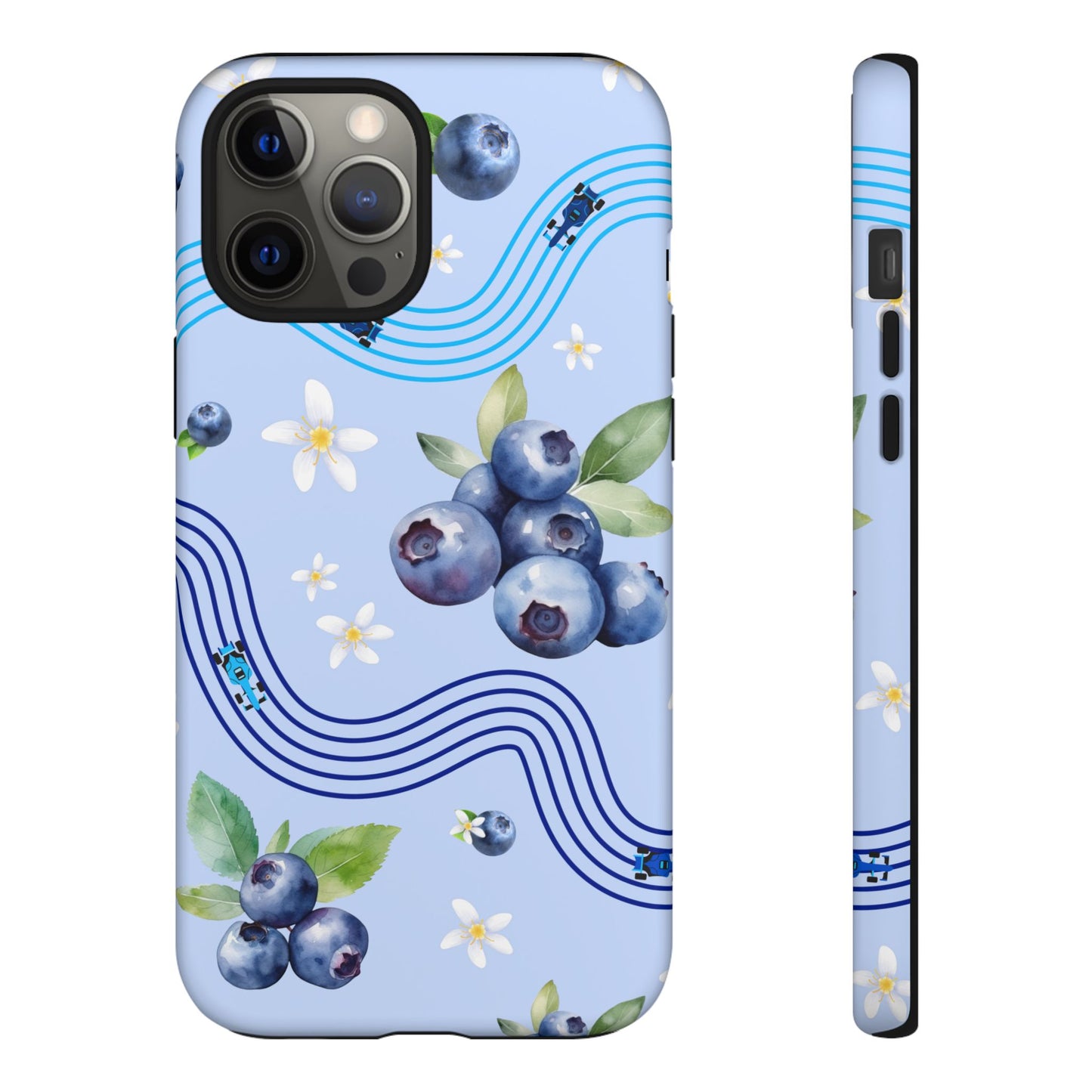 Blue F1 Williams and Blueberries Phone Case, Trendy F1 Gift, Formula 1 Gift, Cute Fruit F1 Phone Case, Unique Phone Case