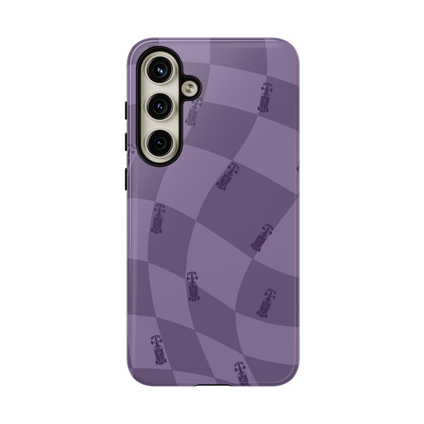 F1 Phone Case Purple Checkered Design, Trendy F1 Gift, Formula 1 Gift, Cute F1 Phone Case, Unique Formula One Phone Case