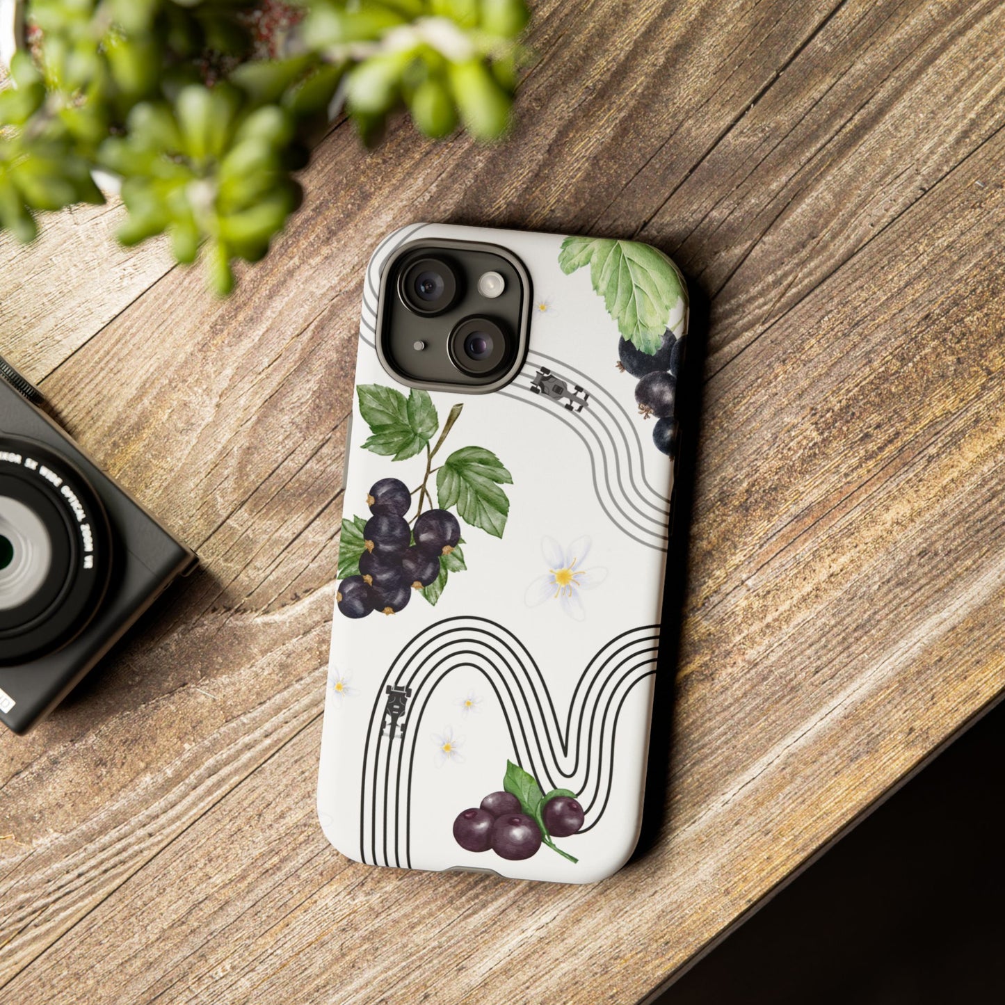F1 Cadillac and Black Currants Phone Case, Trendy F1 Gift, Formula 1 Gift, Cute Fruit F1 Phone Case, Unique Phone Case