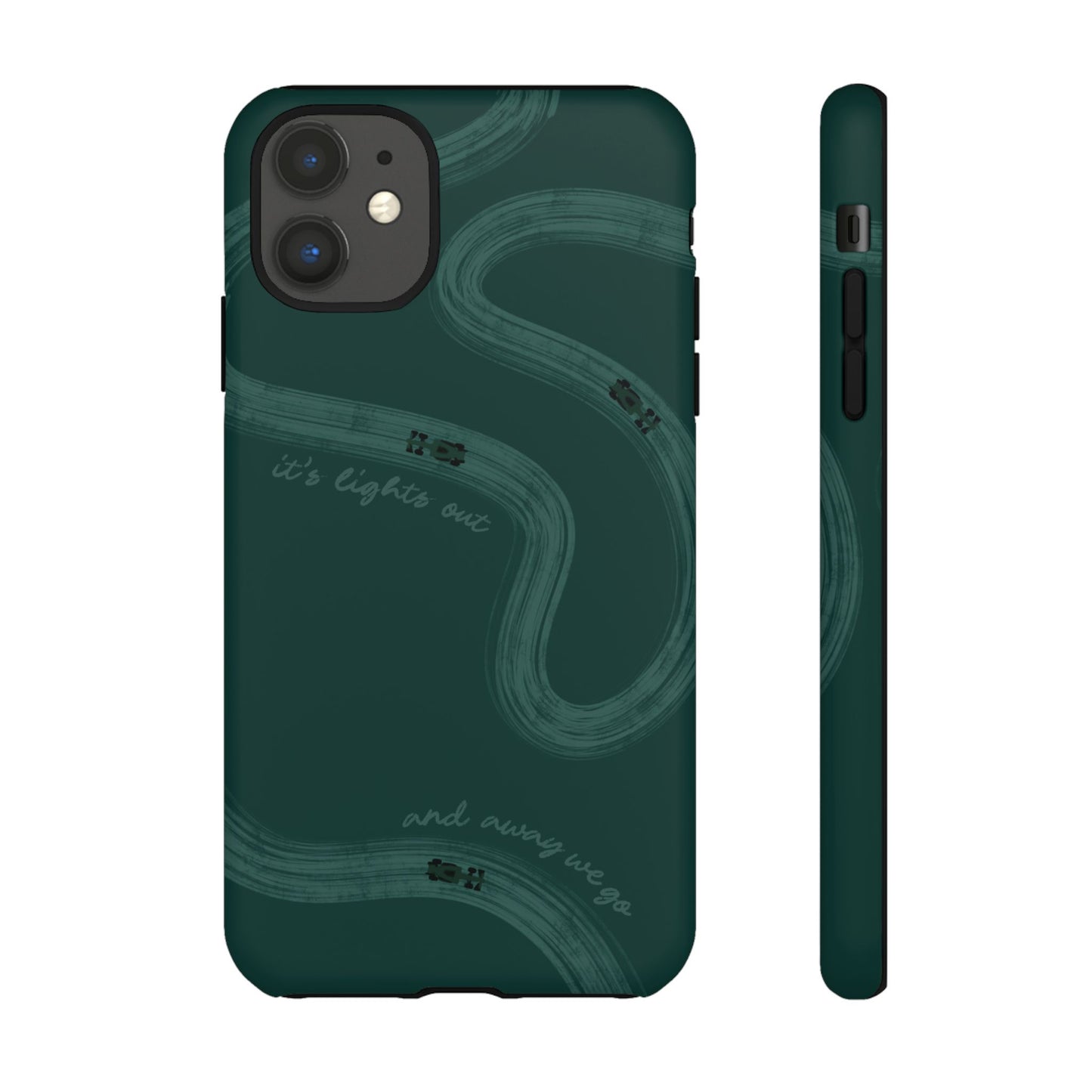 F1 Phone Case Monochrome Green Painted "its lights out and away we go", Trendy F1 Gift, Formula 1 Gift, Cute F1 Phone Case, Phone Case