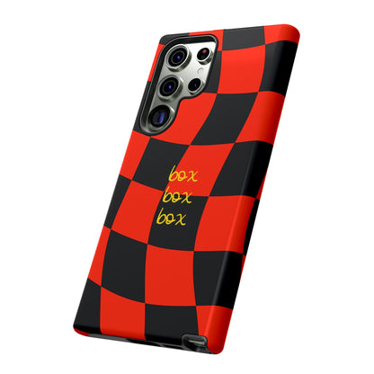 F1 Ferrari Black and Red Checkered Phone Case, Box Box Box F1 Phone Case