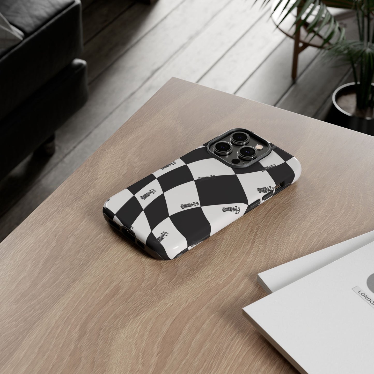 F1 Phone Case Black and White Checkered Design, Trendy F1 Gift, Formula 1 Gift, Cute F1 Phone Case, Unique Formula One Phone Case
