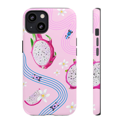 Pink F1 Alpine and Dragonfruit Phone Case, Trendy F1 Gift, Formula 1 Gift, Cute Fruit F1 Phone Case, Unique Phone Case