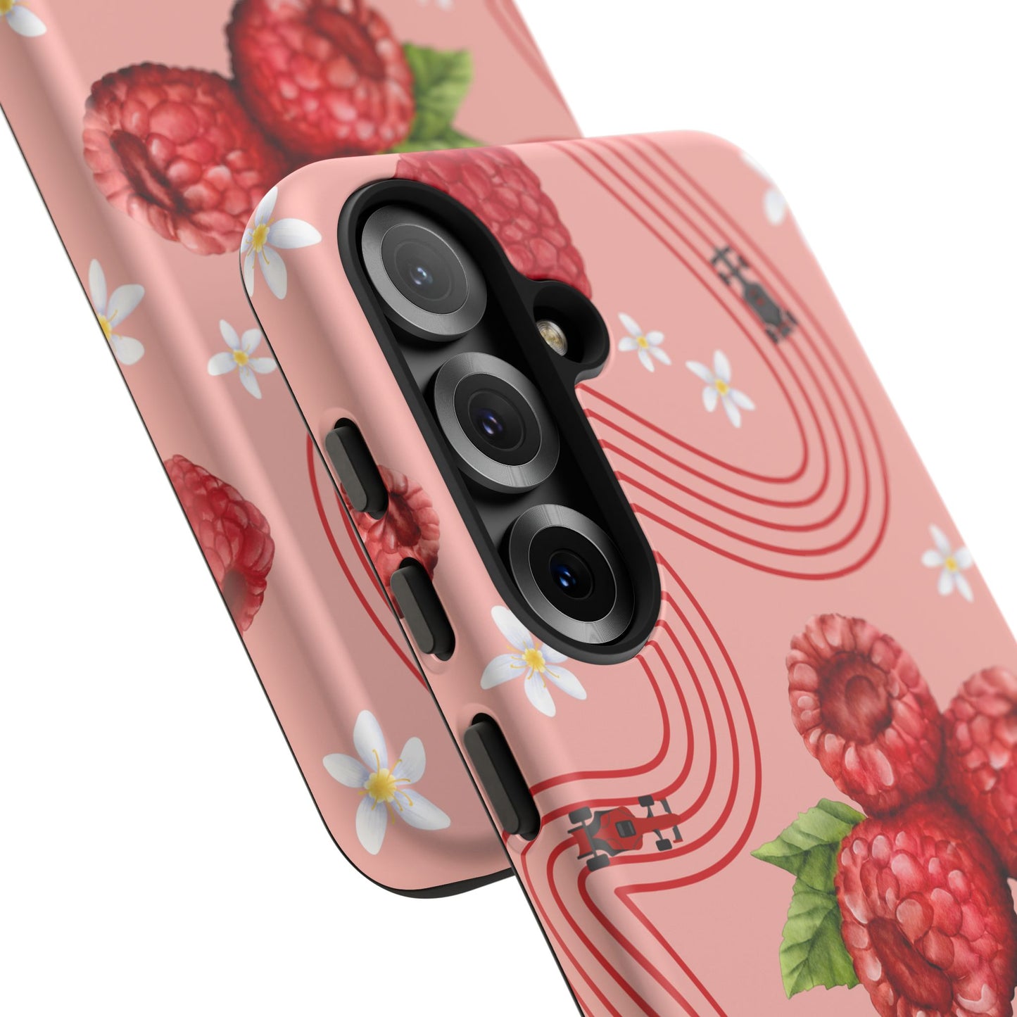 Red F1 Haas and Raspberries Phone Case, Trendy F1 Gift, Formula 1 Gift, Cute Fruit F1 Phone Case, Unique Phone Case